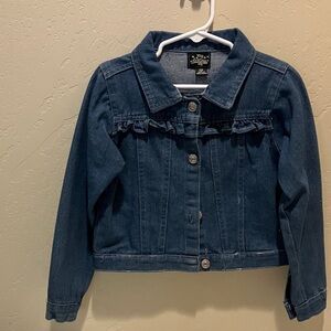 NWT Girls' 6X My Destiny Light Blue Denim Jacket w/ Ruffle Trim Silver Buttons